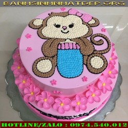 Bánh sinh nhật tặng bé gái tuổi con khỉ - KI16